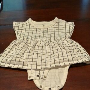 Petit Lem White & Black Grid Baby Dress Bodysuit